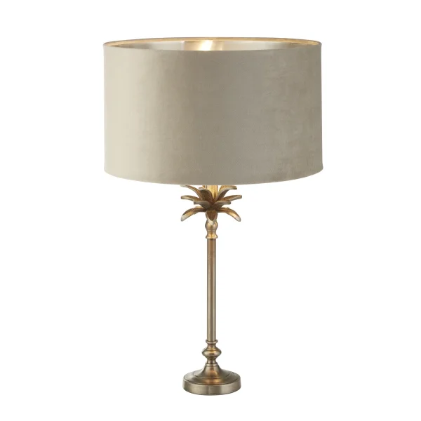 Searchlight Palm - lampe à poser - Ø 38 x 65 cm - nickel antique et taupe
