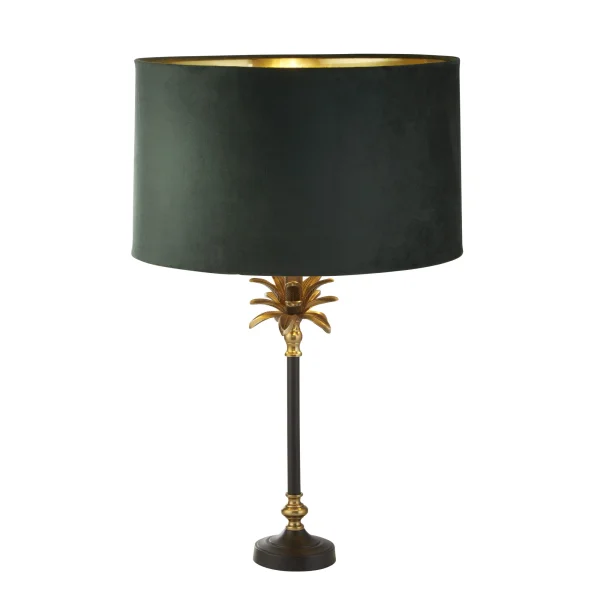 Searchlight Palm - lampe à poser - Ø 40 x 65 cm - laiton antique, noir et vert