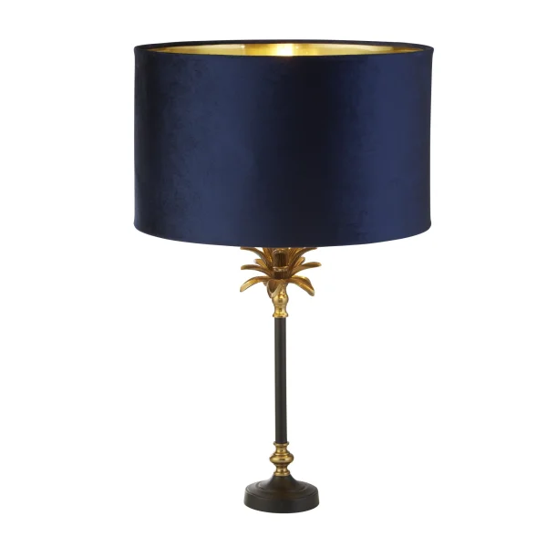 Searchlight Palm - lampe à poser - Ø 40 x 65 cm - laiton antique, noir, or et marine