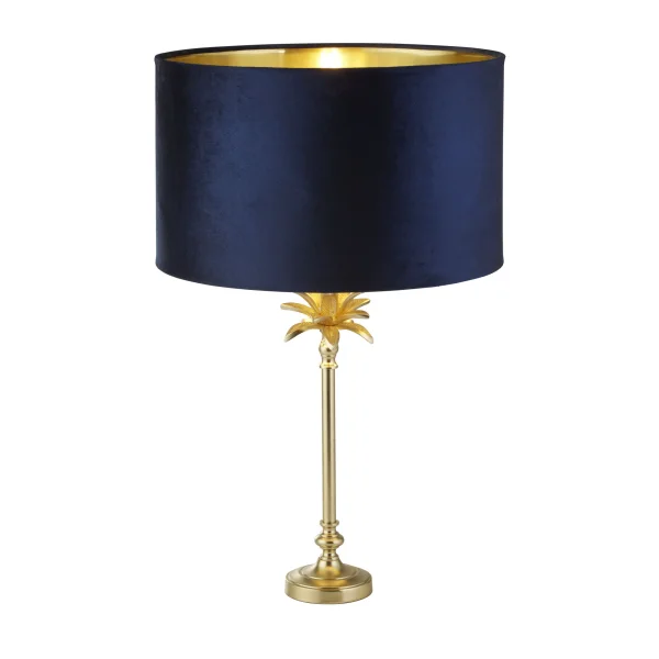 Searchlight Palm - lampe à poser - Ø 40 x 65 cm - laiton satiné et bleu