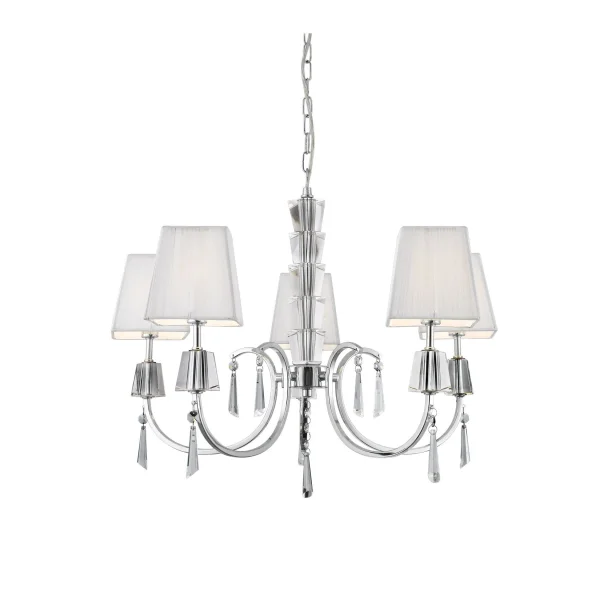 Searchlight Portico - lustre - Ø 60 x 96 cm - chrome et blanc