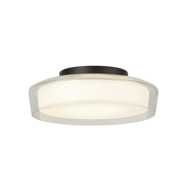 Searchlight Puck - plafonnier - Ø 30 x 10 cm - 14W LED dimmable inclus - IP44 - noir et transparent