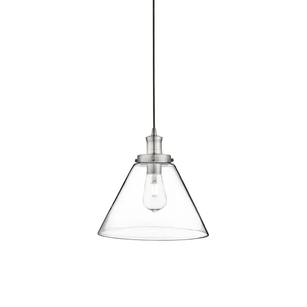 Searchlight Pyramid - lampe suspendue - Ø 29 x 100 cm - transparent et argent satiné