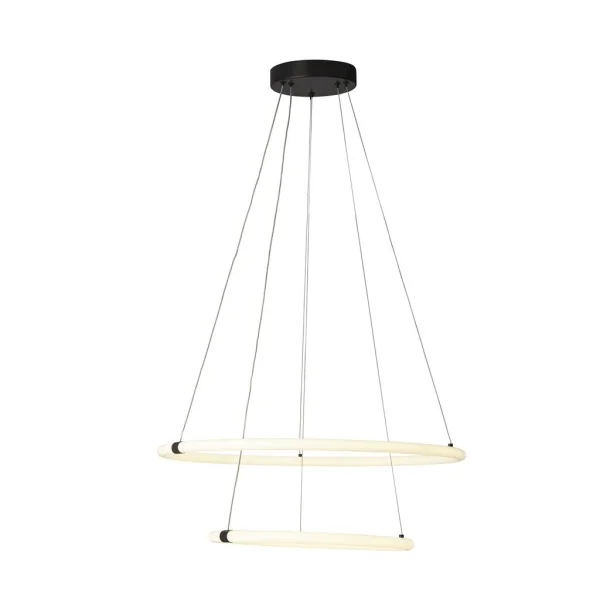 Searchlight Revolve - lampe suspendue - Ø 59 x 150 cm - 28W LED dimmable inclus - noir et opale
