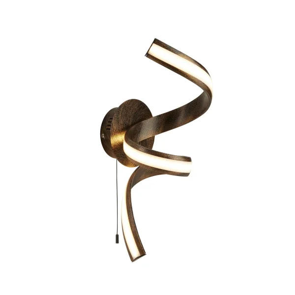 Searchlight Ribbon - applique murale avec interrupteur à tirette - 22 x 38 cm - 12W LED dimmable inclus - brun rustique