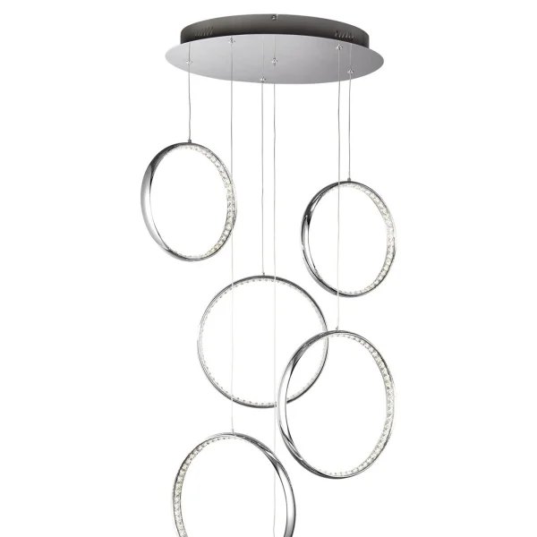 Searchlight Rings - lampe suspendue - Ø 46 x 180 cm - 56W LED inclus - chrome