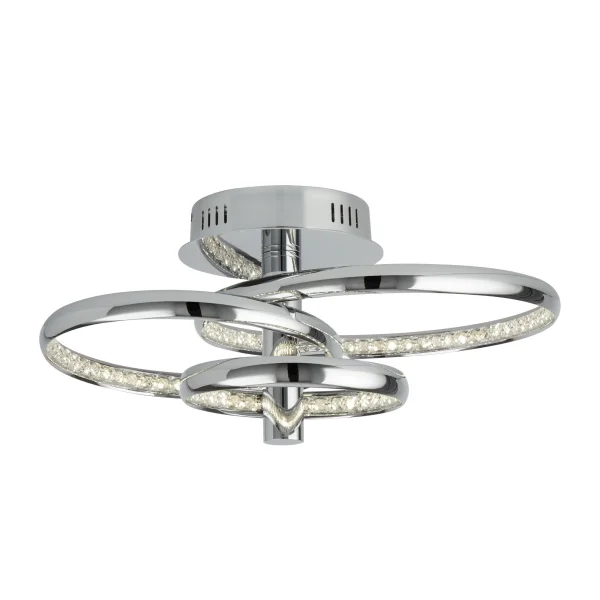 Searchlight Rings - plafonnier - 48 x 34 x 22 cm - 28W LED inclus - chrome