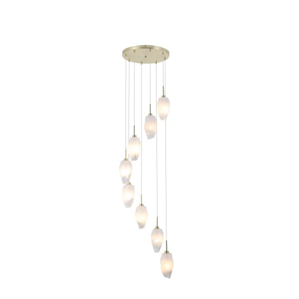 Searchlight Rocky - lampe suspendue - Ø 32 x 120 cm - laiton satiné et blanc