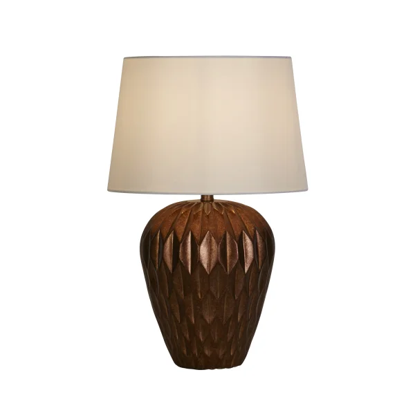 Searchlight Rosetta - lampe à poser - Ø 40 x 58 cm - bronze et blanc