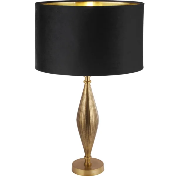 Searchlight Rye - lampe à poser - Ø 40 x 70 cm - laiton antique, or et noir