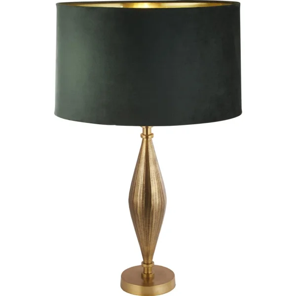 Searchlight Rye - lampe à poser - Ø 40 x 70 cm - laiton antique, or et vert