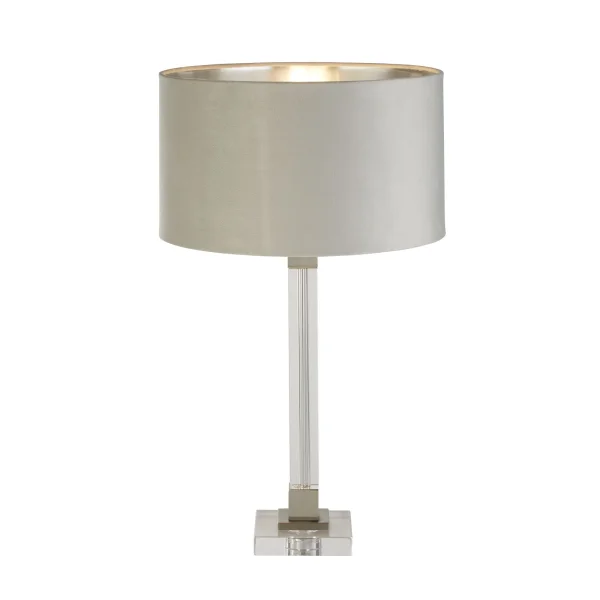Searchlight Scarborough - lampe à poser - Ø 38 x 67 cm - nickel satiné, argent et gris