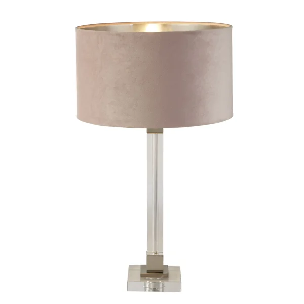 Searchlight Scarborough - lampe à poser - Ø 38 x 67 cm - nickel satiné, argent et rose