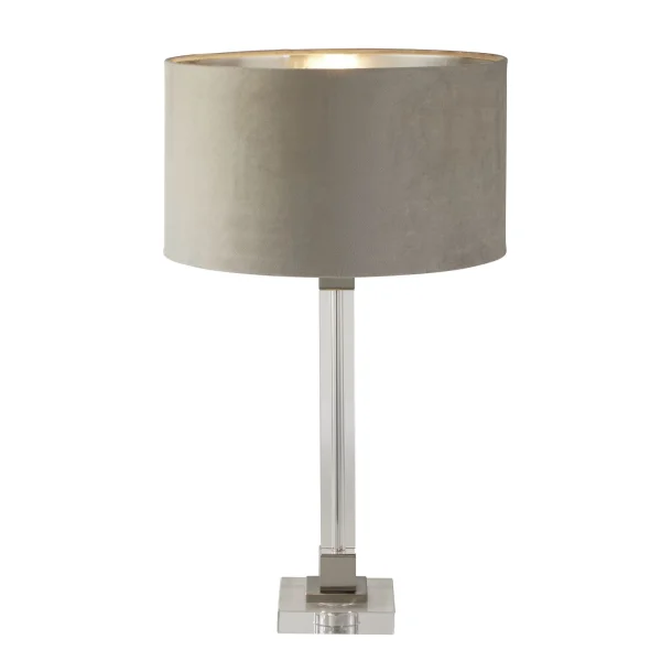 Searchlight Scarborough - lampe à poser - Ø 38 x 67 cm - nickel satiné, argent et taupe