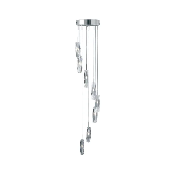 Searchlight Sculptured Ice - lampe suspendue - Ø 24 x 125 cm - 8 x 7W halogène inclus - chrome