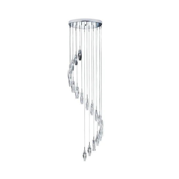 Searchlight Sculptured Ice - lampe suspendue - Ø 48 x 180 cm - 20 x 7W halogène inclus - chrome