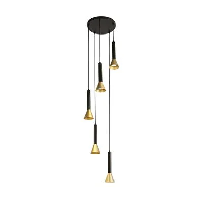 Searchlight Signal - lampe suspendue 5L - Ø 37 x 150 cm - noir et or