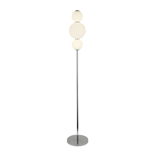 Searchlight Snowball - lampadaire - 151 cm - 20W LED dimmable inclus - blanc et chrome