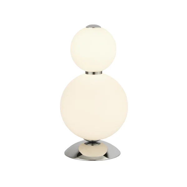 Searchlight Snowball - lampe de table - Ø 18 x 34,5 cm - 15W LED dimmable inclus - blanc et chrome