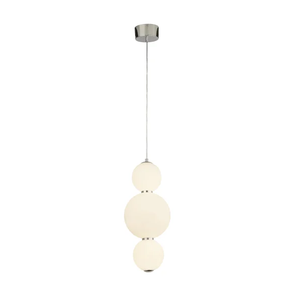 Searchlight Snowball - lampe suspendue - Ø 18 x 148 cm - 18W LED dimmable inclus - blanc et chrome