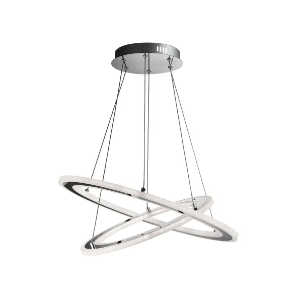 Searchlight Solexa - lampe suspendue - Ø 57 x 120 cm - 48W LED dimmable inclus - chrome