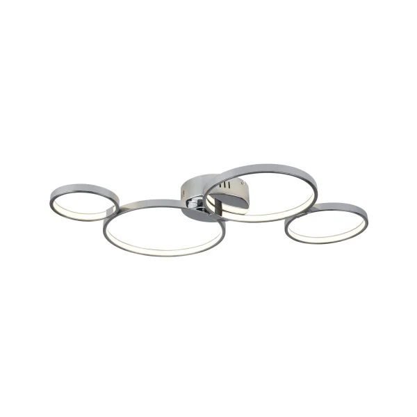 Searchlight Solexa - plafonnier - 75 x 50 x 7 cm - 30W LED dimmable inclus - chrome et blanc