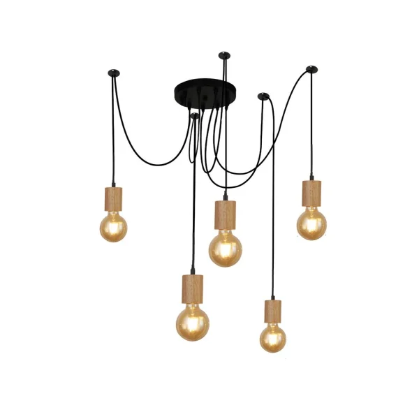 Searchlight Spinny - lampe suspendue - Ø 28 x 200 cm - noir mat