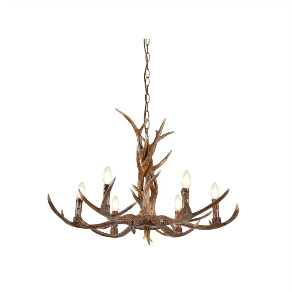 Searchlight Stag - lustre - Ø 80 x 112 cm - brun