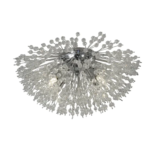 Searchlight Sunburst - plafonnier - 39 x 20 cm - chrome et transparent