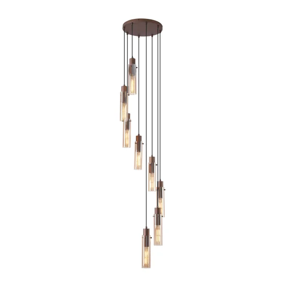 Searchlight Sweden II - lampe suspendue - Ø 42 x 300 cm - moka et ambre
