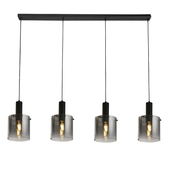 Searchlight Sweden - lampe suspendue - 142 x 150 cm - noir mat et verre fumé
