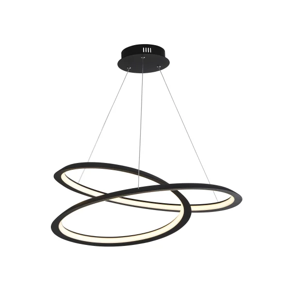Searchlight Swirl - lampe suspendue - 61 x 60 x 120 cm - 43W LED dimmable inclus - sable noir et blanc