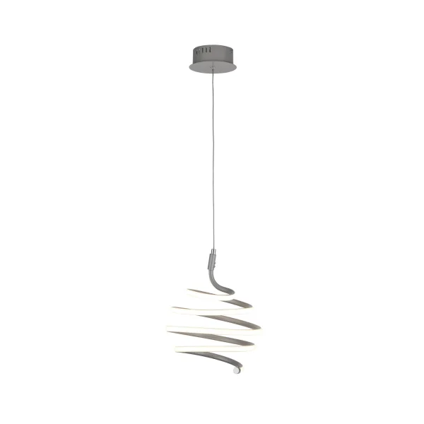 Searchlight Swirl - lampe suspendue - Ø 21 x 130 cm - 28W LED dimmable inclus - gris et blanc