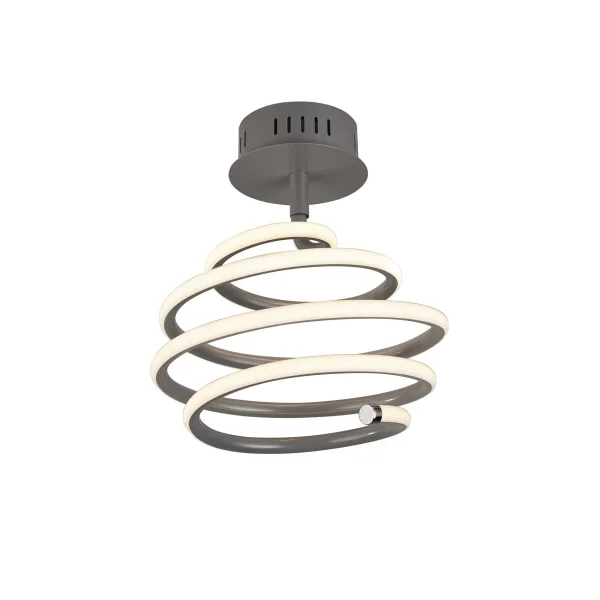 Searchlight Swirl - plafonnier - Ø 21 x 36 cm - 28W LED dimmable inclus - gris et blanc