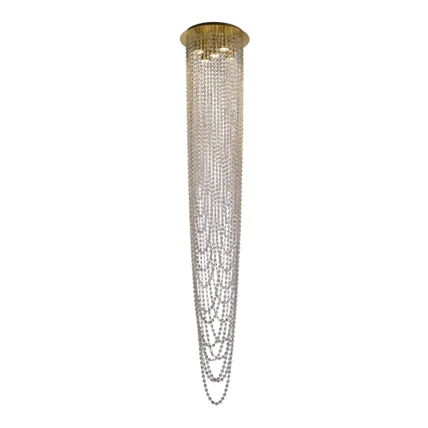 Searchlight Swoop - lampe suspendue - Ø 35 x 180 cm - laiton satiné et transparent