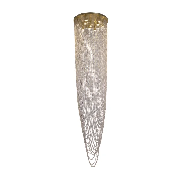 Searchlight Swoop - lampe suspendue - Ø 60 x 250 cm - laiton satiné et transparent