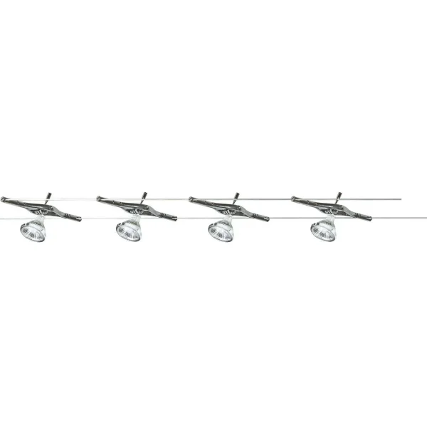 Searchlight Track & Spot - Jeu de câbles LED - 500 cm - 5 x 5W LED inclus - chrome
