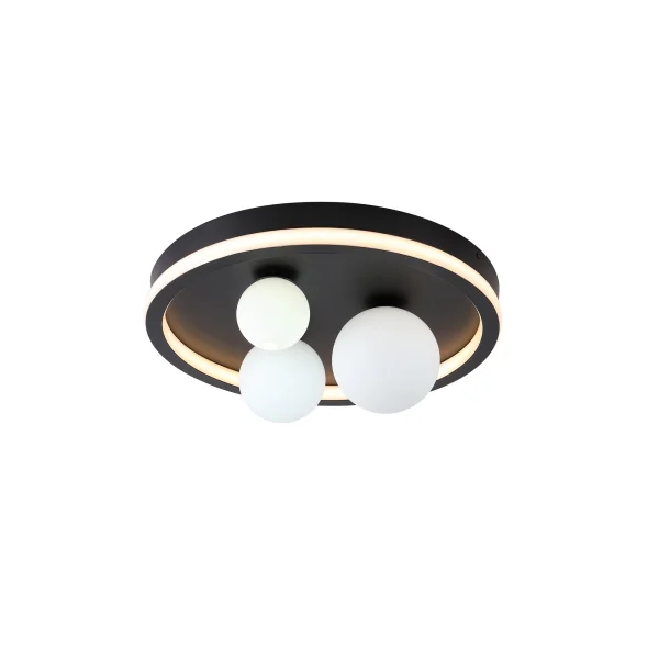 Searchlight Trident - plafonnier - Ø 40 x 16 cm - 24W LED inclus - noir et opale