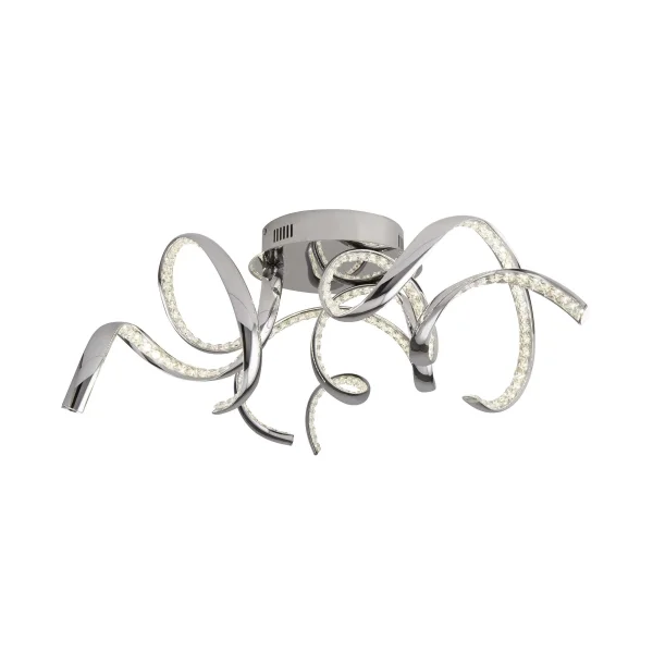 Searchlight Twirls - plafonnier - Ø 75 x 25 cm - 38W LED inclus - chrome