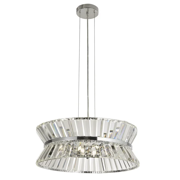 Searchlight Uptown - plafonnier suspendu - Ø 50 x 150 cm - chrome et transparent