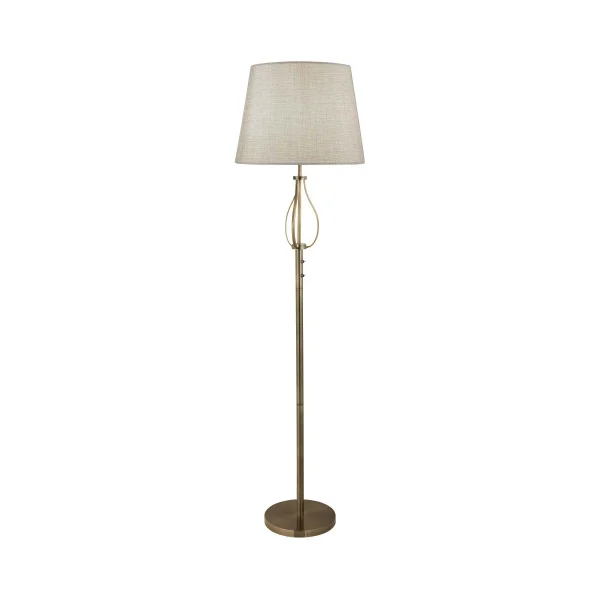 Searchlight Vegas - lampadaire - Ø 39 x 152 cm - 6W LED inclus - blanc et laiton antique