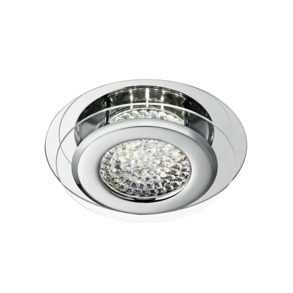 Searchlight Vesta - plafonnier - Ø 28 x 8 cm - 12W LED dimmable inclus - chrome