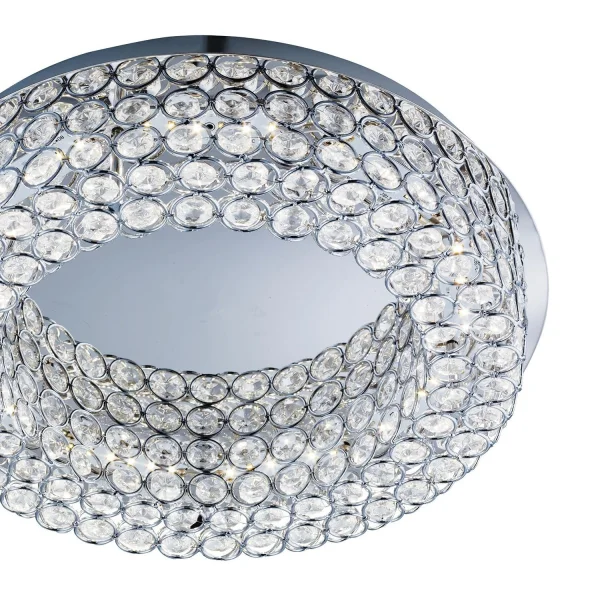 Searchlight Vesta - plafonnier - Ø 39,5 x 10 cm - 22W LED dimmable inclus - chrome