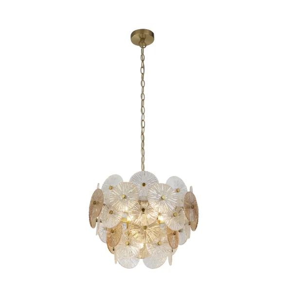 Searchlight Wagon - lampe suspendue - Ø 45 x 120 cm - bronze, transparent et ambre