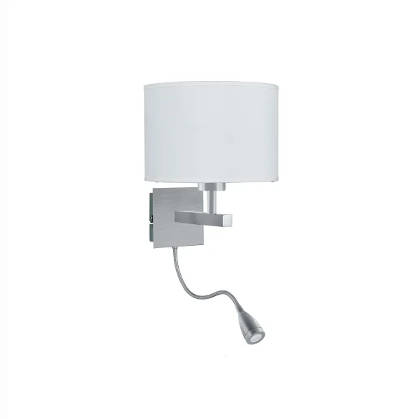Searchlight Wall - applique murale avec double interrupteur - 20 x 25 cm - 1W LED inclus - argent satiné