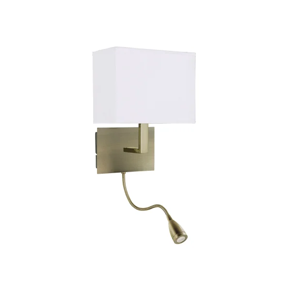 Searchlight Wall - applique murale avec double interrupteur - 20 x 25,5 cm - 1W LED inclus - laiton antique