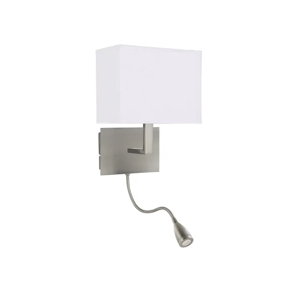 Searchlight Wall - applique murale avec double interrupteur - 20 x 25,5 cm - 1W LED inclus - nickel mat
