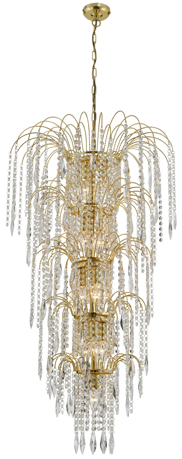 Searchlight Waterfall - lustre - Ø 58 x 264 cm - or et transparent
