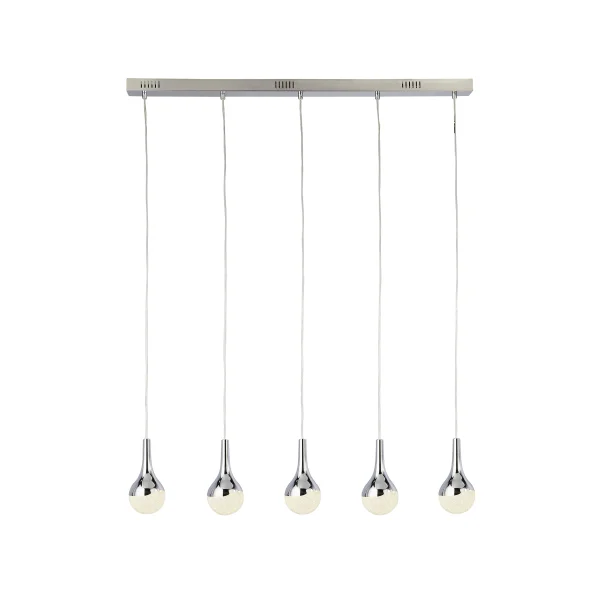 Searchlight Wave Teardrop - lampe suspendue - 98 x 10 x 120 cm - 28W LED dimmable inclus - chrome