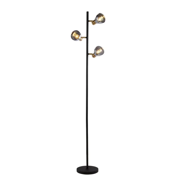 Searchlight Westminster lampadaire - 33 x 22 x 153 cm - noir et laiton satiné